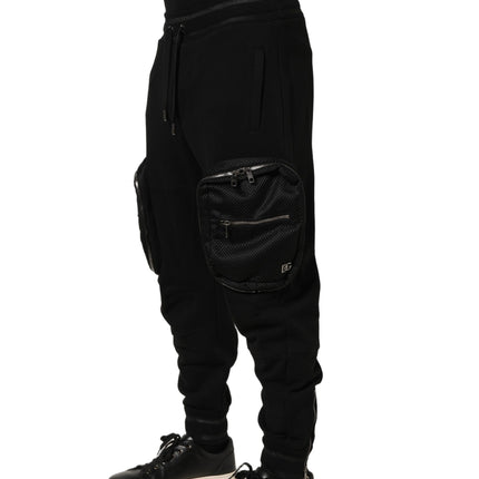 Dolce & Gabbana Black Mid Waist Cargo Jogger Sweatpants Pants