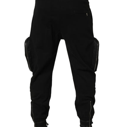 Dolce & Gabbana Black Mid Waist Cargo Jogger Sweatpants Pants