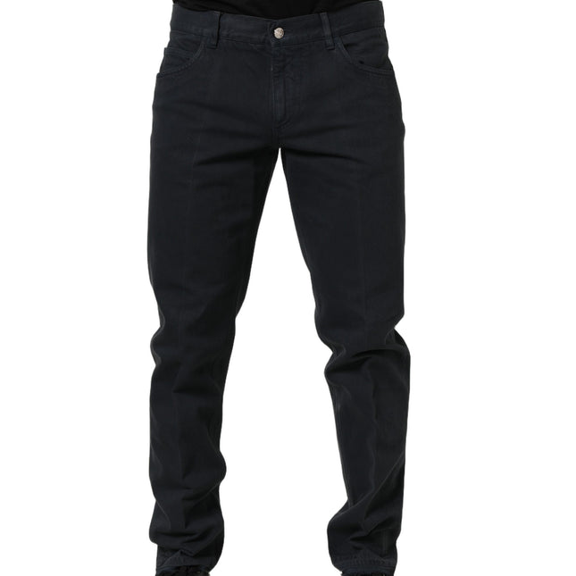 Dolce & Gabbana Black Cotton Mid Waist Skinny Men Denim Jeans