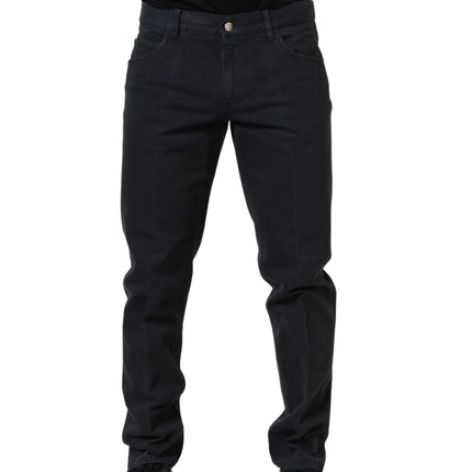Dolce & Gabbana Black Cotton Mid Waist Skinny Men Denim Jeans