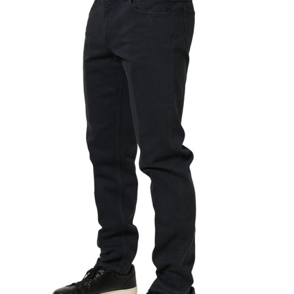 Dolce & Gabbana Black Cotton Mid Waist Skinny Men Denim Jeans