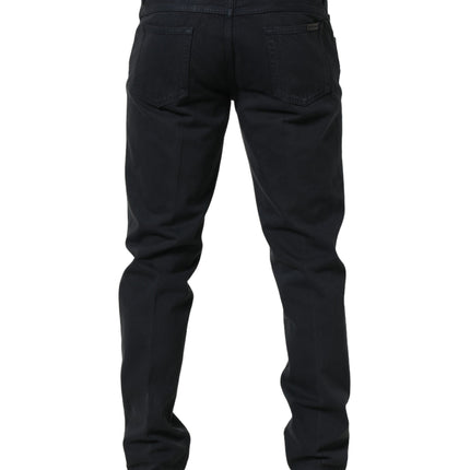 Dolce & Gabbana Black Cotton Mid Waist Skinny Men Denim Jeans