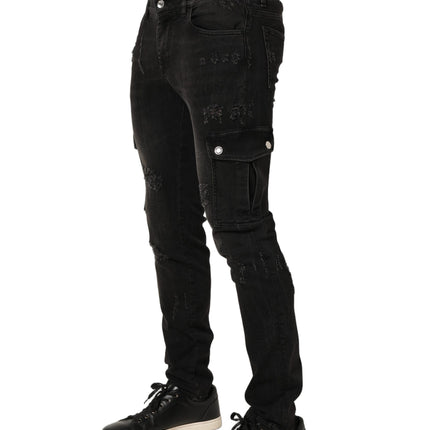 Dolce & Gabbana Black Distressed Cargo Cotton Men Denim Jeans