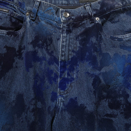 Dolce & Gabbana Blue Tie Dye Cotton Men Straight Denim Jeans