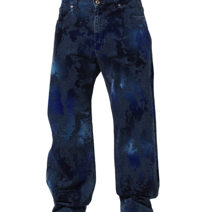 Dolce & Gabbana Blue Tie Dye Cotton Men Straight Denim Jeans