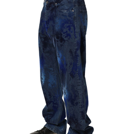 Dolce & Gabbana Blue Tie Dye Cotton Men Straight Denim Jeans