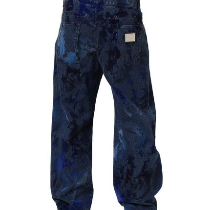Dolce & Gabbana Blue Tie Dye Cotton Men Straight Denim Jeans