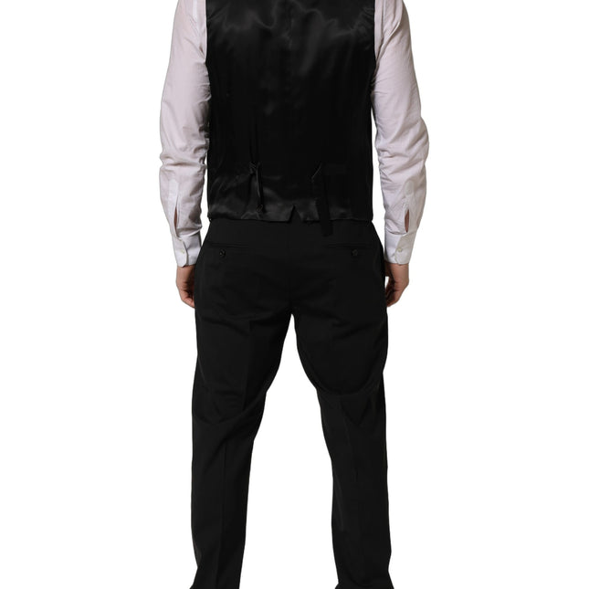 Dolce & Gabbana Black Wool Slim Fit Formal 3 Piece Men Suit
