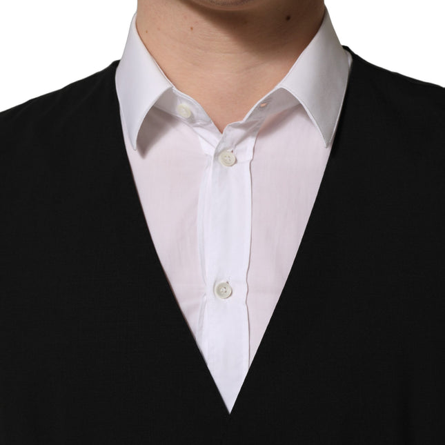 Dolce & Gabbana Black Wool Slim Fit Formal 3 Piece Men Suit