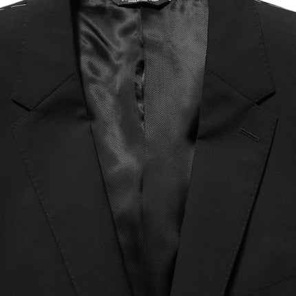 Dolce & Gabbana Black Wool Slim Fit Formal 3 Piece Men Suit
