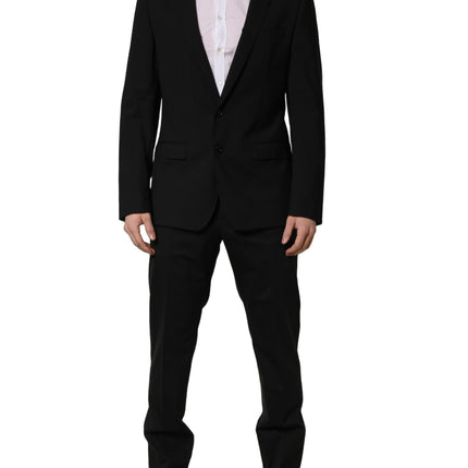 Dolce & Gabbana Black Wool Slim Fit Formal 2 Piece Men Suit