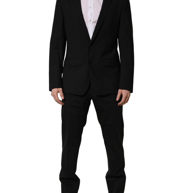 Dolce & Gabbana Black Wool Slim Fit Formal 2 Piece Men Suit