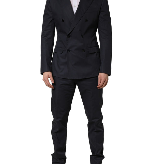 Dolce & Gabbana Blue Cotton Slim Fit Formal 2 Piece Men Suit