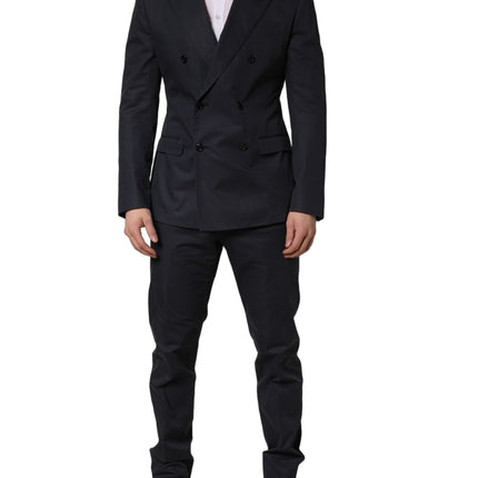 Dolce & Gabbana Blue Cotton Slim Fit Formal 2 Piece Men Suit
