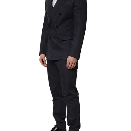 Dolce & Gabbana Blue Cotton Slim Fit Formal 2 Piece Men Suit