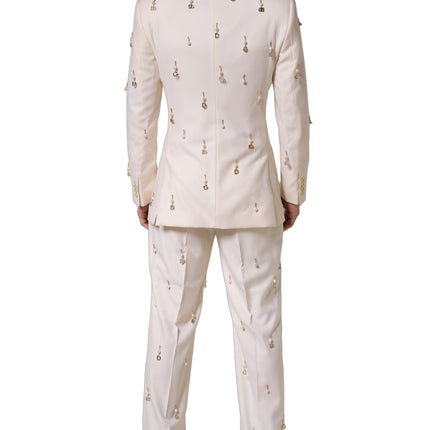 Dolce & Gabbana White Wool Slim Fit Formal 2 Piece Men Suit
