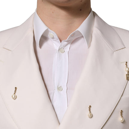 Dolce & Gabbana White Wool Slim Fit Formal 2 Piece Men Suit