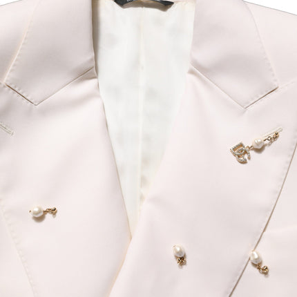 Dolce & Gabbana White Wool Slim Fit Formal 2 Piece Men Suit