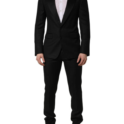 Dolce & Gabbana Black Wool Slim Fit Formal 2 Piece Men Suit