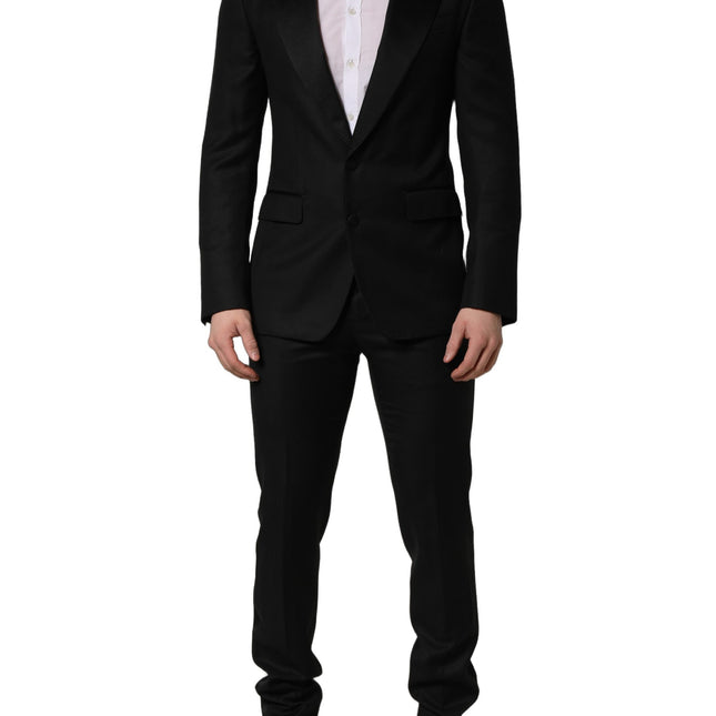 Dolce & Gabbana Black Wool Slim Fit Formal 2 Piece Men Suit