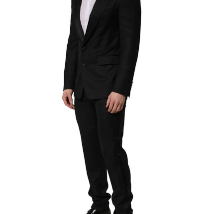 Dolce & Gabbana Black Wool Slim Fit Formal 2 Piece Men Suit