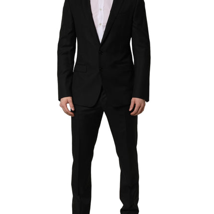 Dolce & Gabbana Black Wool Slim Fit Formal 2 Piece Men Suit