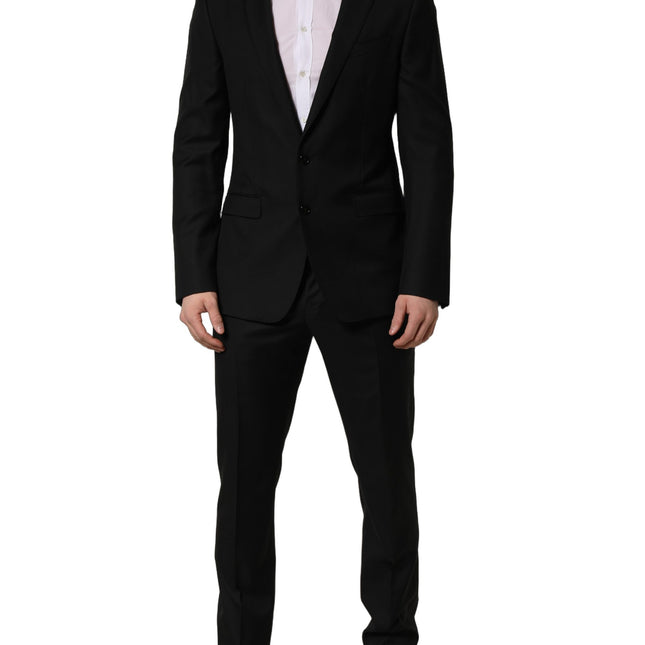 Dolce & Gabbana Black Wool Slim Fit Formal 2 Piece Men Suit