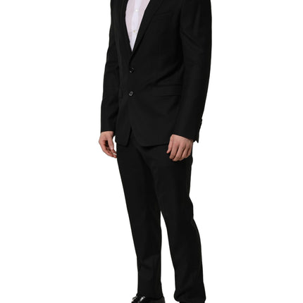 Dolce & Gabbana Black Wool Slim Fit Formal 2 Piece Men Suit