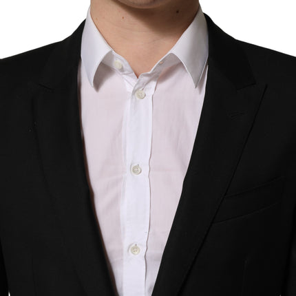 Dolce & Gabbana Black Wool Slim Fit Formal 2 Piece Men Suit