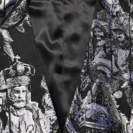 Dolce & Gabbana Black Jacquard Slim Fit Formal 3 Piece Suit