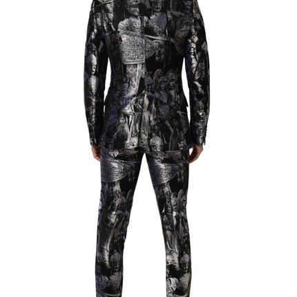 Dolce & Gabbana Black Jacquard Slim Fit Formal 3 Piece Suit