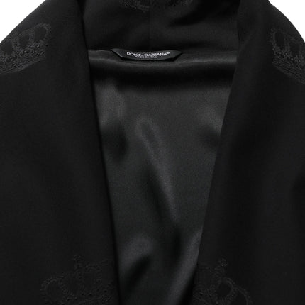 Dolce & Gabbana Black 100% Silk Robe Men Wrap Coat Jacket