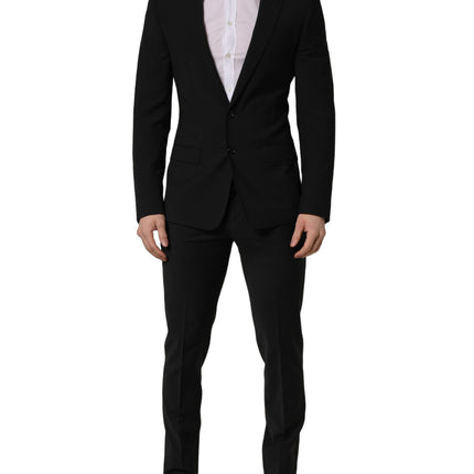 Dolce & Gabbana Black Wool Slim Fit Formal 2 Piece Men Suit