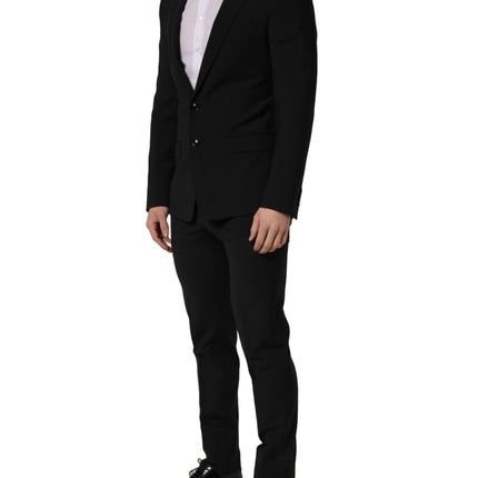 Dolce & Gabbana Black Wool Slim Fit Formal 2 Piece Men Suit