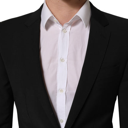 Dolce & Gabbana Black Wool Slim Fit Formal 2 Piece Men Suit