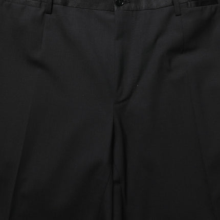 Dolce & Gabbana Black Wool Tapered Leg Dress Trouser Pants