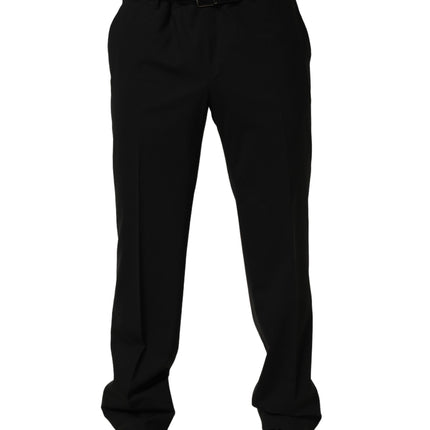 Dolce & Gabbana Black Wool Tapered Leg Dress Trouser Pants