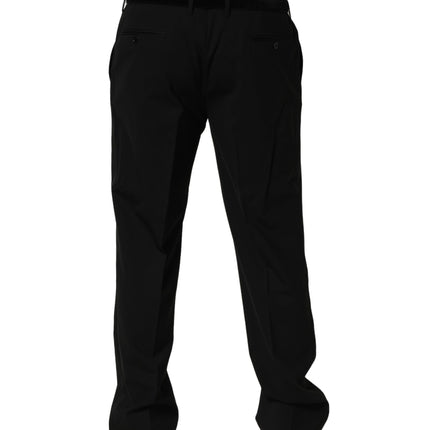 Dolce & Gabbana Black Wool Tapered Leg Dress Trouser Pants