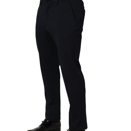 Dolce & Gabbana Black Cotton Tapered Leg Dress Trouser Pants