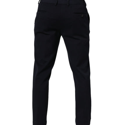 Dolce & Gabbana Black Cotton Tapered Leg Dress Trouser Pants