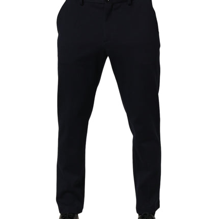 Dolce & Gabbana Black Cotton Tapered Leg Dress Trouser Pants