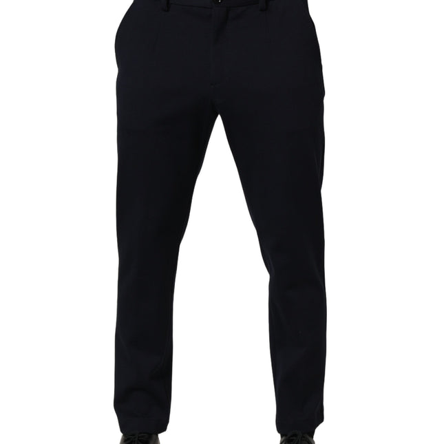 Dolce & Gabbana Black Cotton Tapered Leg Dress Trouser Pants