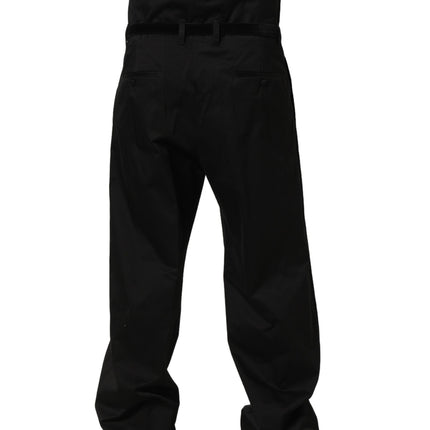 Dolce & Gabbana Black Cotton Straight Leg DressTrouser Pants