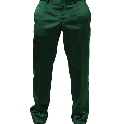 Dolce & Gabbana Dark Green Tapered Leg Dress Trouser Pants