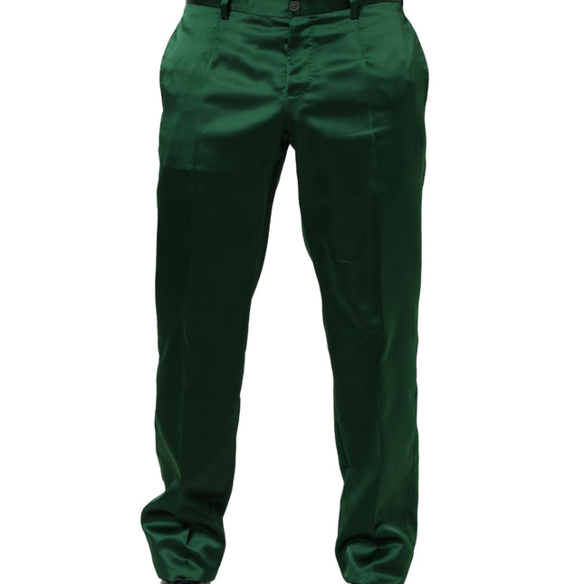 Dolce & Gabbana Dark Green Tapered Leg Dress Trouser Pants
