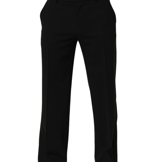 Dolce & Gabbana Black Wool Straight Men Dress Trouser Pants