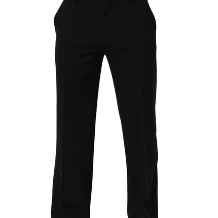 Dolce & Gabbana Black Wool Straight Men Dress Trouser Pants
