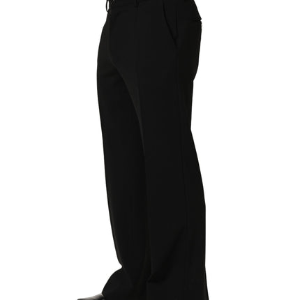 Dolce & Gabbana Black Wool Straight Men Dress Trouser Pants