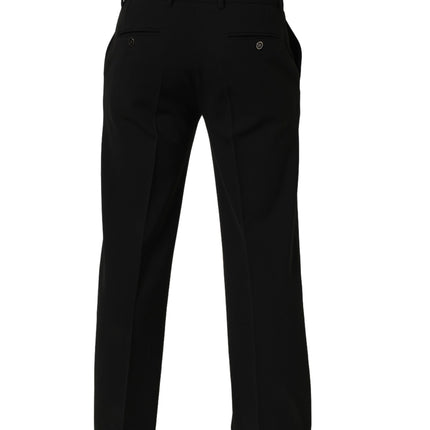 Dolce & Gabbana Black Wool Straight Men Dress Trouser Pants