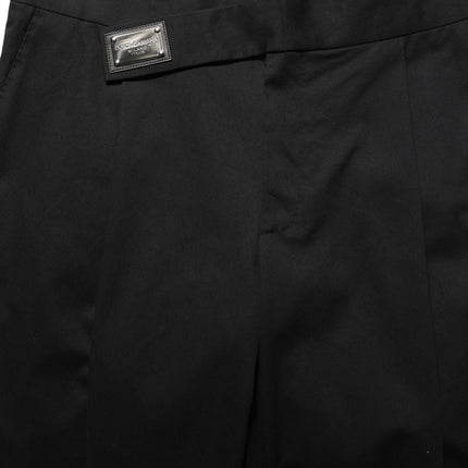 Dolce & Gabbana Black Cotton Straight Leg DressTrouser Pants